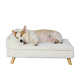 Elevated Pet Bed,Nordic Pet Stool Bed with Cozy Pad Waterproof,Pet Sofa Bed with Sturdy Wood Legs for Small Dog Kitten
